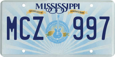 MS license plate MCZ997