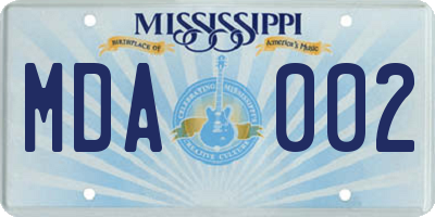 MS license plate MDA002