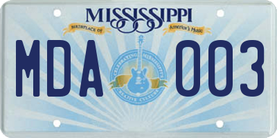 MS license plate MDA003