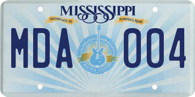 MS license plate MDA004