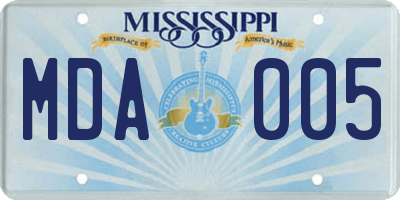 MS license plate MDA005