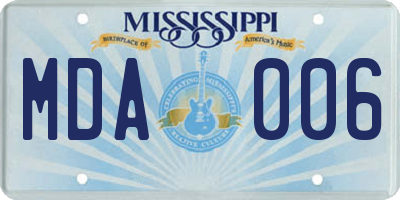 MS license plate MDA006