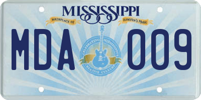 MS license plate MDA009