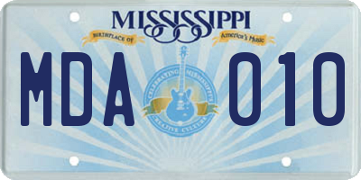 MS license plate MDA010