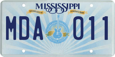 MS license plate MDA011