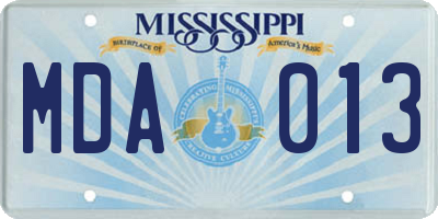 MS license plate MDA013