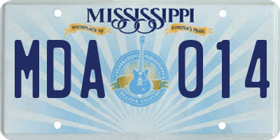MS license plate MDA014