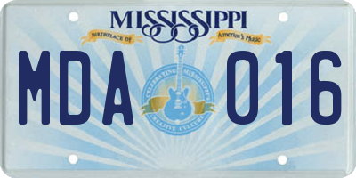MS license plate MDA016