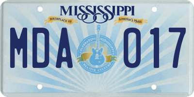 MS license plate MDA017