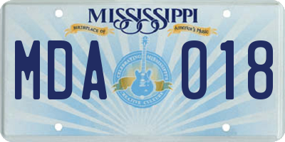 MS license plate MDA018