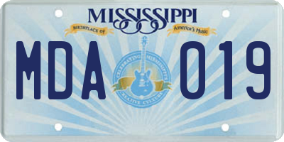 MS license plate MDA019
