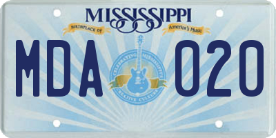 MS license plate MDA020