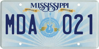 MS license plate MDA021
