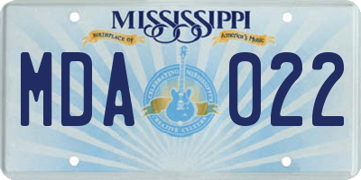 MS license plate MDA022