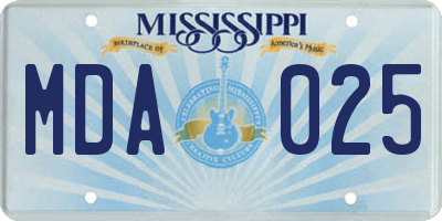 MS license plate MDA025