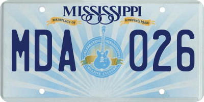 MS license plate MDA026
