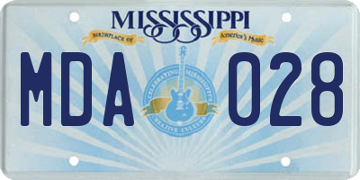 MS license plate MDA028