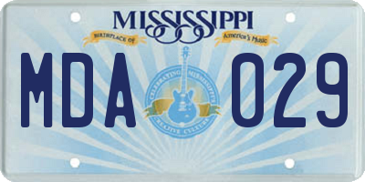MS license plate MDA029