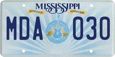 MS license plate MDA030