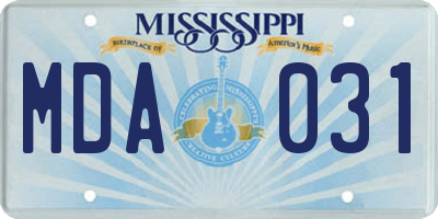 MS license plate MDA031