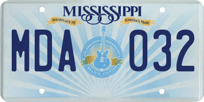 MS license plate MDA032