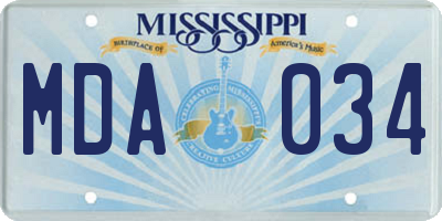 MS license plate MDA034