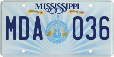 MS license plate MDA036
