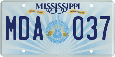 MS license plate MDA037