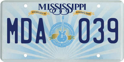 MS license plate MDA039