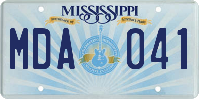 MS license plate MDA041