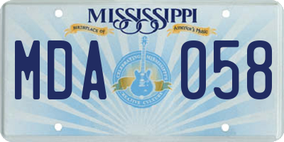 MS license plate MDA058