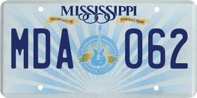 MS license plate MDA062