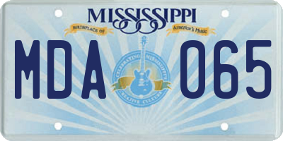 MS license plate MDA065