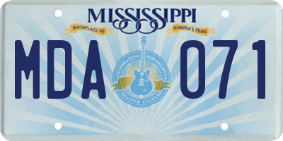 MS license plate MDA071