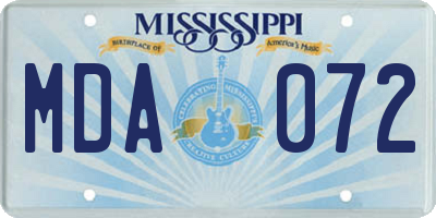 MS license plate MDA072