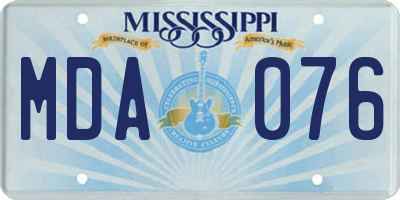 MS license plate MDA076