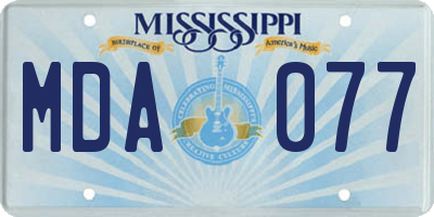 MS license plate MDA077