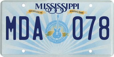 MS license plate MDA078