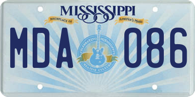 MS license plate MDA086