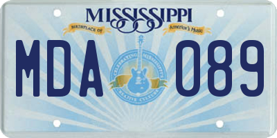 MS license plate MDA089