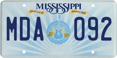 MS license plate MDA092