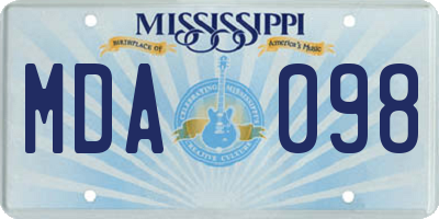 MS license plate MDA098