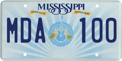 MS license plate MDA100