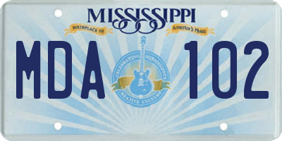 MS license plate MDA102