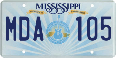 MS license plate MDA105