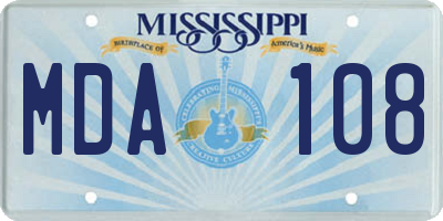 MS license plate MDA108