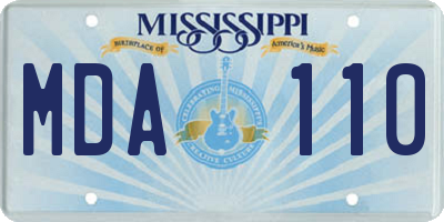 MS license plate MDA110