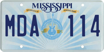 MS license plate MDA114