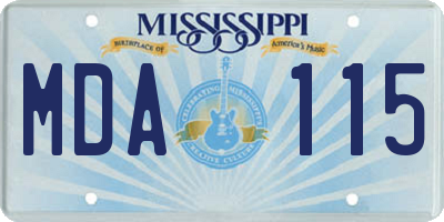 MS license plate MDA115