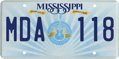 MS license plate MDA118